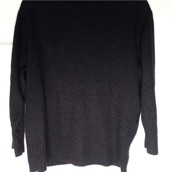 Ann Taylor L BlackWoolModalBlend 3/4 SleeveV-neckKnittedButtonUp Women'sCardigan - Picture 3 of 5